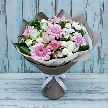 Букет цветов из:  Герберы, Альстромерии и Хризантемы в Нижне-Чирской