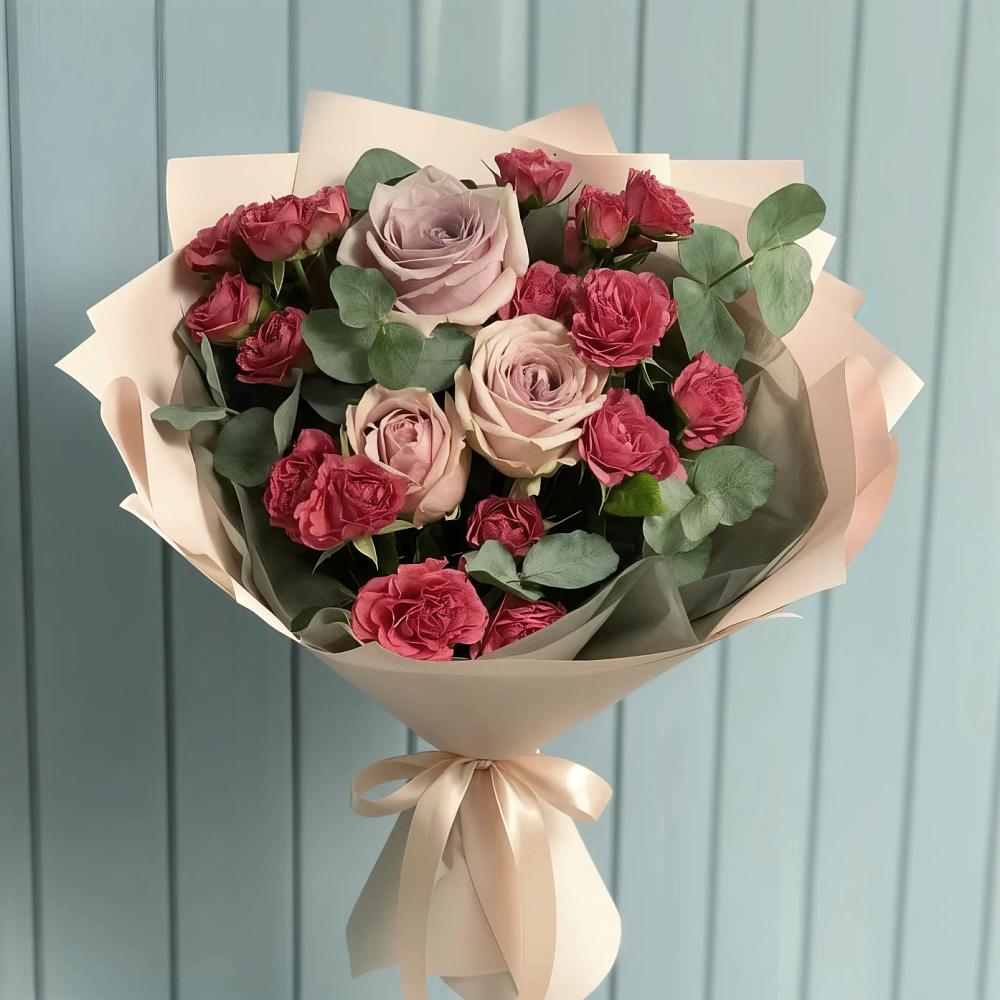 Букет цветов из: Гвоздики и Розы в Нижне-Чирской