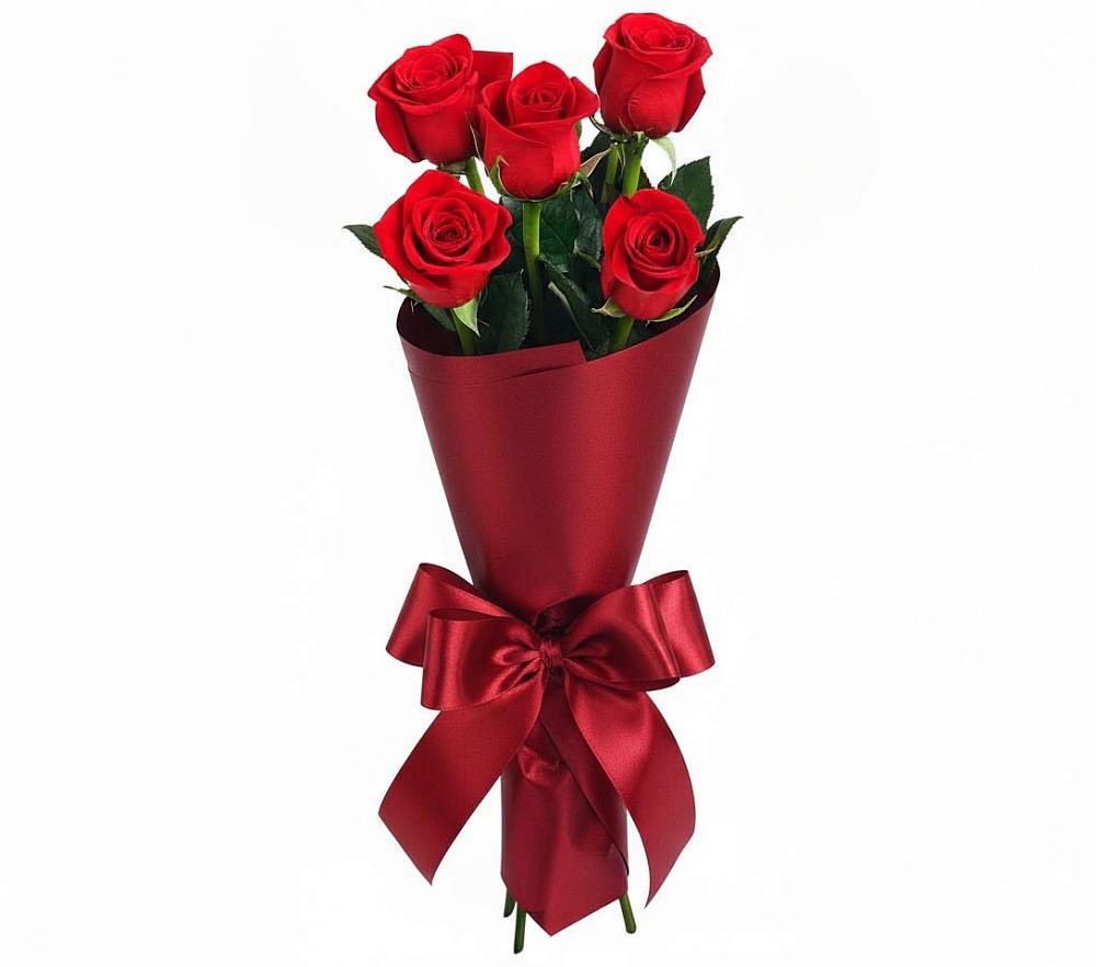 Букет 5 Красных роз Эдлесс Лав в Нижне-Чирской