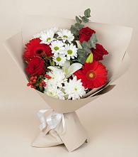 Букет цветов из:  Розы, Хризантемы, Герберы и Лилии #REPLACE_PRED# Нижне-Чирской