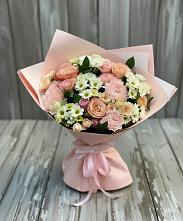 Букет цветов из:  Гвоздики, Розы и Хризантемы в Нижне-Чирской