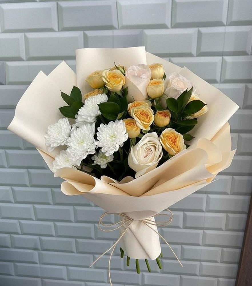 Букет цветов из: Розы и Хризантемы в Нижне-Чирской