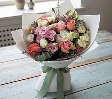 Букет цветов из:  Розы, Лизиантусы и Гвоздики в Нижне-Чирской