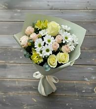 Букет цветов из:  Альстромерии, Розы и Хризантемы в Нижне-Чирской
