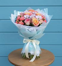 Букет цветов из:  Хризантемы и Розы в Нижне-Чирской