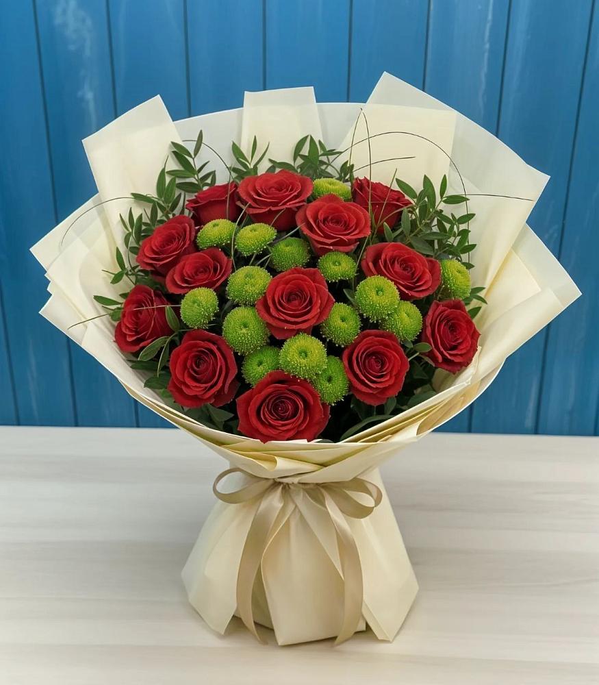 Букет цветов из: Розы и Хризантемы в Нижне-Чирской