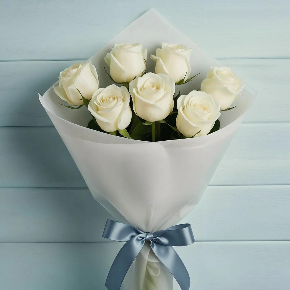 Букет 7 Белых роз Эдлесс Лав в Нижне-Чирской
